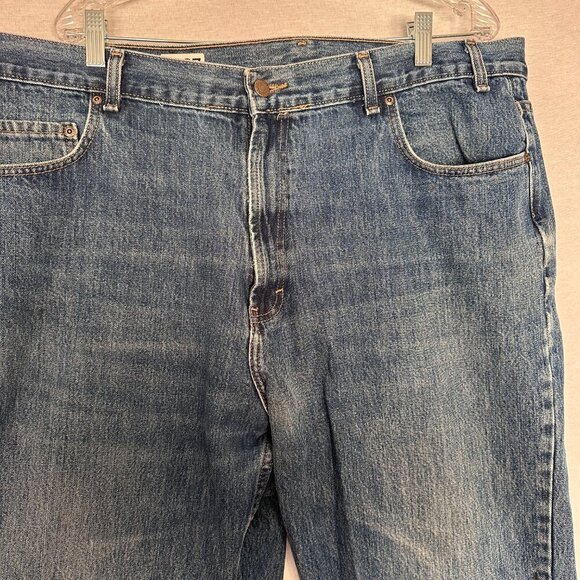 KIRKLAND SIGNATURE STRAIGHT JEANS MAN;S  SIZE 42 X 32 BLUE MEDIU, WASH 5-POCKET - Picture 3 of 8